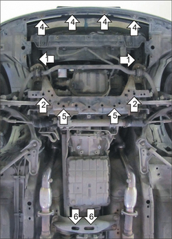Защита картера Двигателя, КПП. 5 мм, Алюминий. для Nissan Skyline 2001-2004 MOTODOR.31409