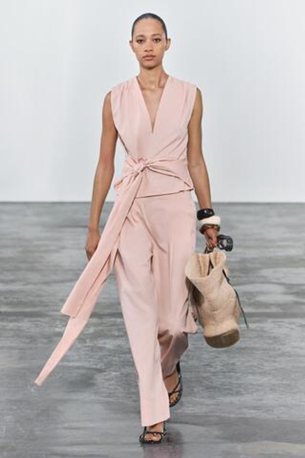 ZARA БРЮКИ WIDE LEG ИЗ ПОПЛИНА — ZW COLLECTION, ПАСТЕЛЬНО-РОЗОВЫЙ