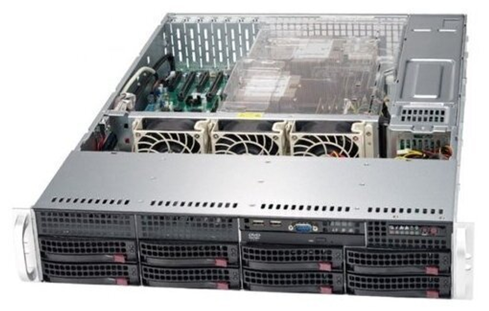 Сервер Supermicro SuperServer 6029P-TR без процессора/без ОЗУ/без накопителей/количество отсеков 3.5" hot swap: 8/LAN 1 Гбит/c
