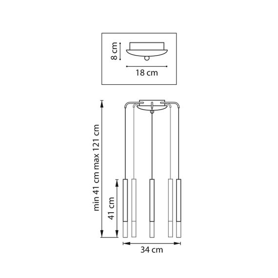 Комплект с подвесной люстрой Lightstar Tubo (574723+747143 (5шт) L5T747143
