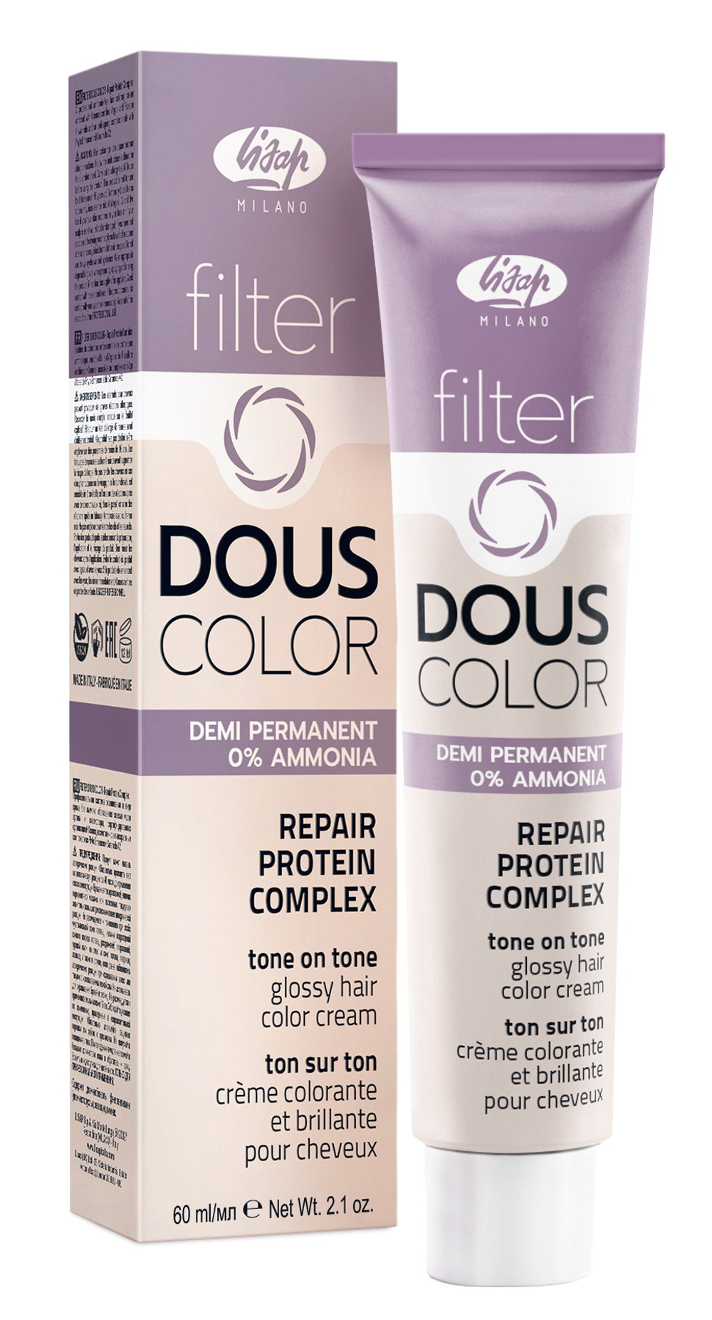 Полуперманентный безаммиачный крем-краситель тон-в-тон "Filter Dous Сolor" (60мл)