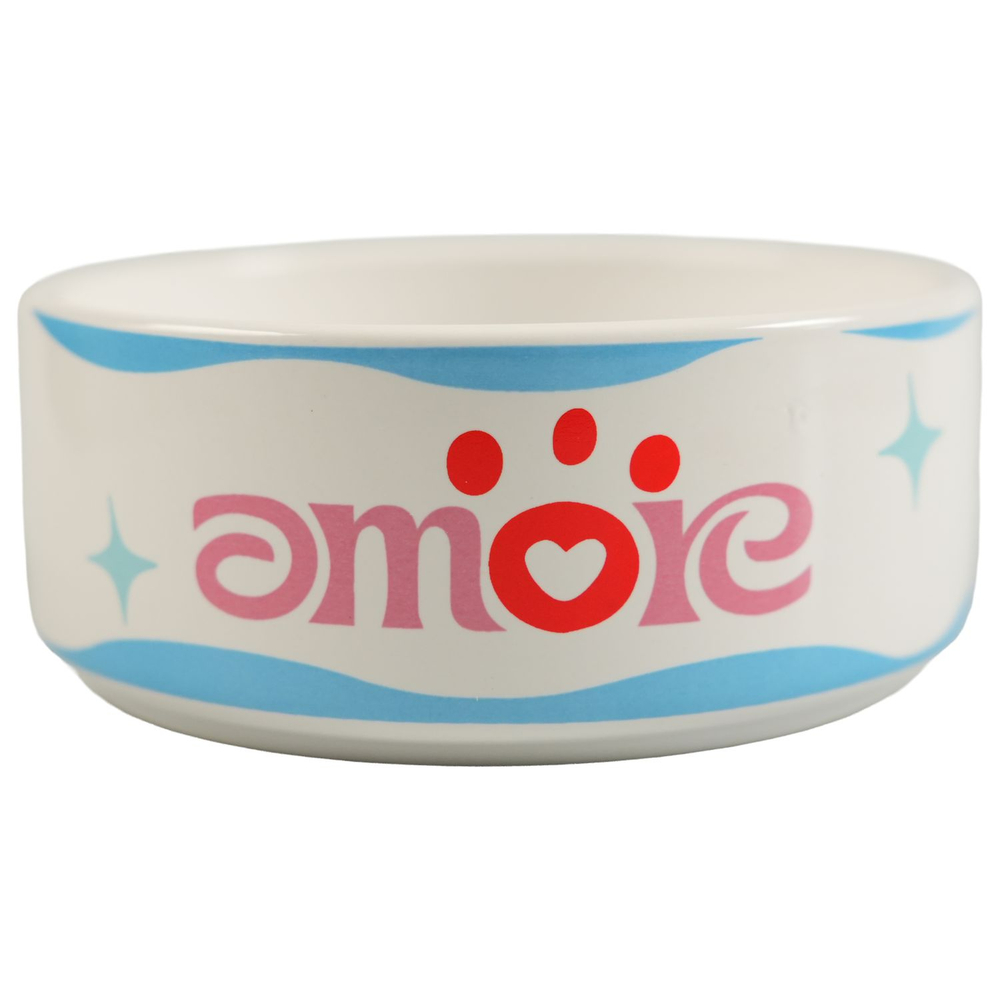 Mr.Kranch миска керамическая для собак, 420 мл, розовая "Чао Белла"