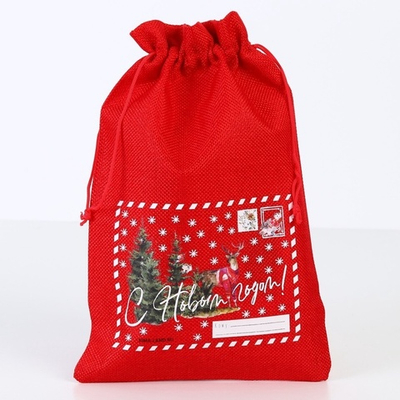 Мешочек подарочный новогодний с термонаклейкой 20х30 см