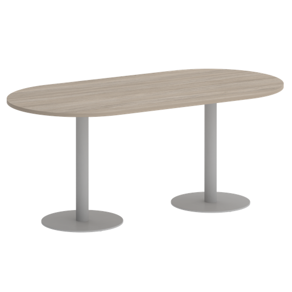 Home Office Стол овальный VR.SP-5-180.1 Дуб Аттик/Металл Серый 1800*900*753