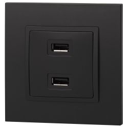 14-4110-05 ЭРА Устройство зарядное USB, 230В/5В-2100мА, IP20, Эра Elegance, антрацит | Эра Elegance