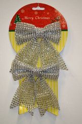 Комплект два бантика с пайетками, серебро (20267)