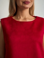 Платье сарафан офисное замшевое А силуэт с лампасами