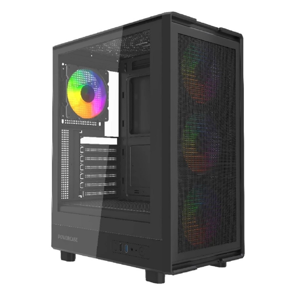 Корпус для компьютера Powercase Корпус Mistral A4B, Tempered Glass, 4x 120mm FRGB Fans, чёрный, ATX (CMAB-L4)