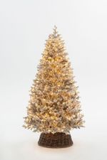 Заснеженная елка с гирляндой «Алтайская» теплый свет (Литая) 240 см / 2,4 м
