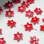 Бусина в форме цветка, 17*15,5мм, красная, глазурированный фарфор