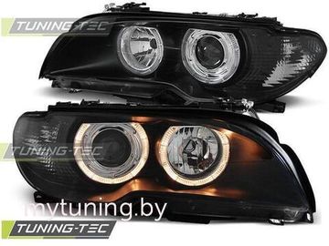 Передние фары Bmw 3 E46 angel eyes black