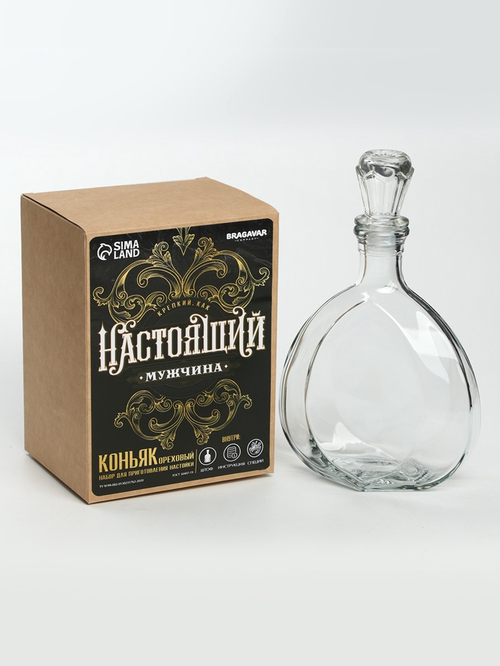 Подарочный набор для приготовления настойки «Коньяк ореховый»: набор трав и специй 11 г, штоф 500 мл., инструкция