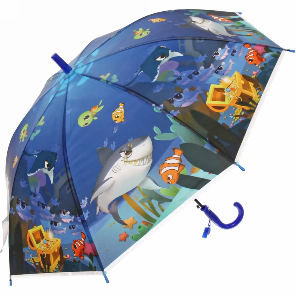 Зонт детский полуавтомат «Ultramarine - Морские жители», 8 спиц, d-100см, длина в слож. виде 65см