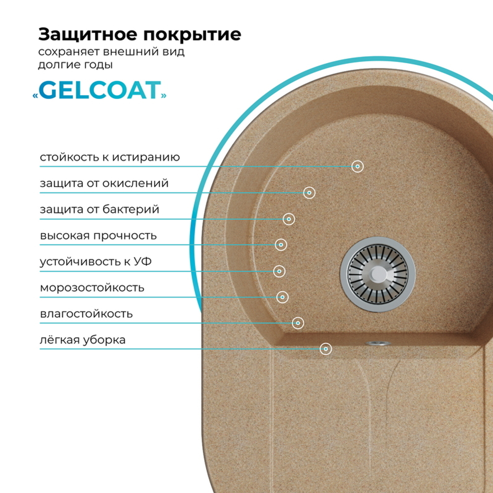 Мойка POLYGRAN ATOL-760 песочный №302