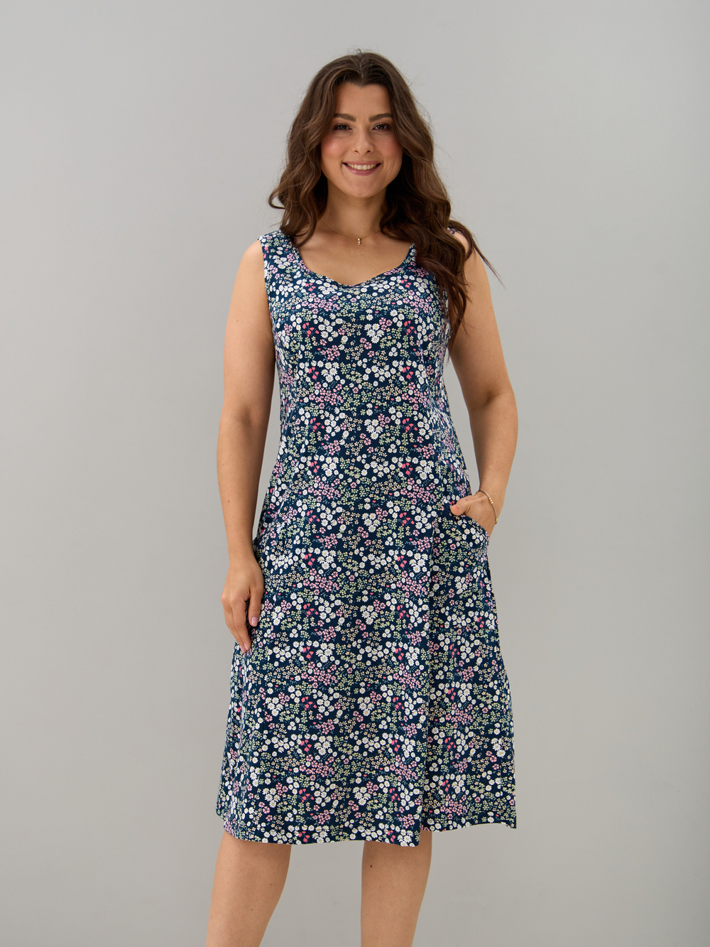 Платье П-012/синий-ромашкимаргаритки