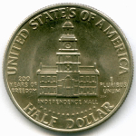 1/2 доллара 1976 (без знака - Philadelphia). США. 200-летие Декларации независимости. Медь с медно-никелевым покрытием AUNC