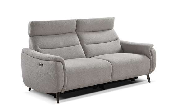 Диван c электро-реклайнером Level, 183 см, серое букле