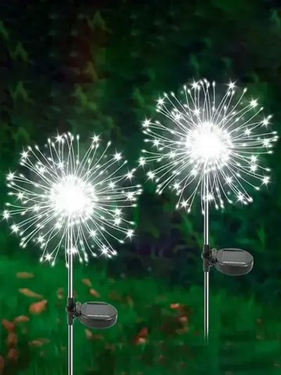 Светильник уличный садовый декор "Фейерверк" на солнечной батарее, 150 ламп, белый свет, 2шт