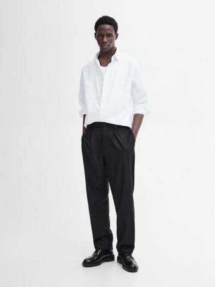 Massimo Dutti Рубашка из 100% хлопкового твила, белый