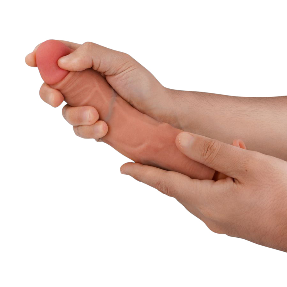 Телесный вибратор-реалистик 21,5см на присоске с функцией поступательных движений и пультом ДУ Cock Miller Realistic Dildo Vibration D-243374