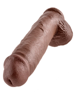Фаллоимитатор-гигант на присоске с мошонкой коричневый King Cock 11" Cock with Balls Brown (Цвет: коричневый)