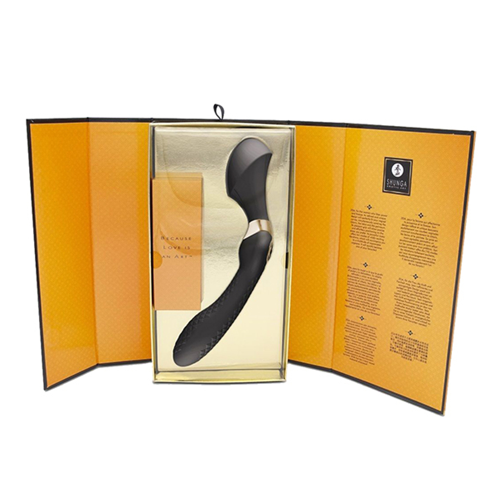 Черный двусторонний вибростимулятор 26,5см Shunga ZOA SH-ZOA-604
