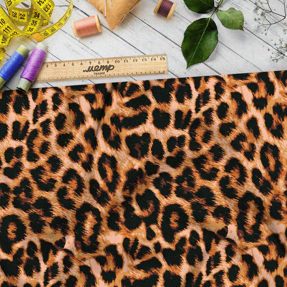 Ткань шелк Армани натуральный леопард