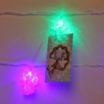 Гирлянда для дома 4,0 м 20 ламп LED с насадками СНЕЖИНКА Прищепка, прозрач.провод, Мультицвет