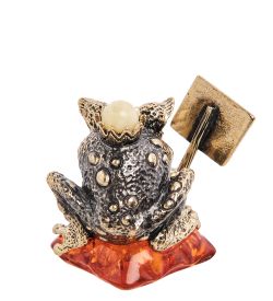 Народные промыслы AM-3022 Фигурка «Лягушка Последний шанс» (латунь, янтарь)