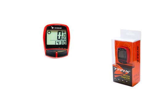 Велокомпьютер TRIX проводной, 13 функций, красный