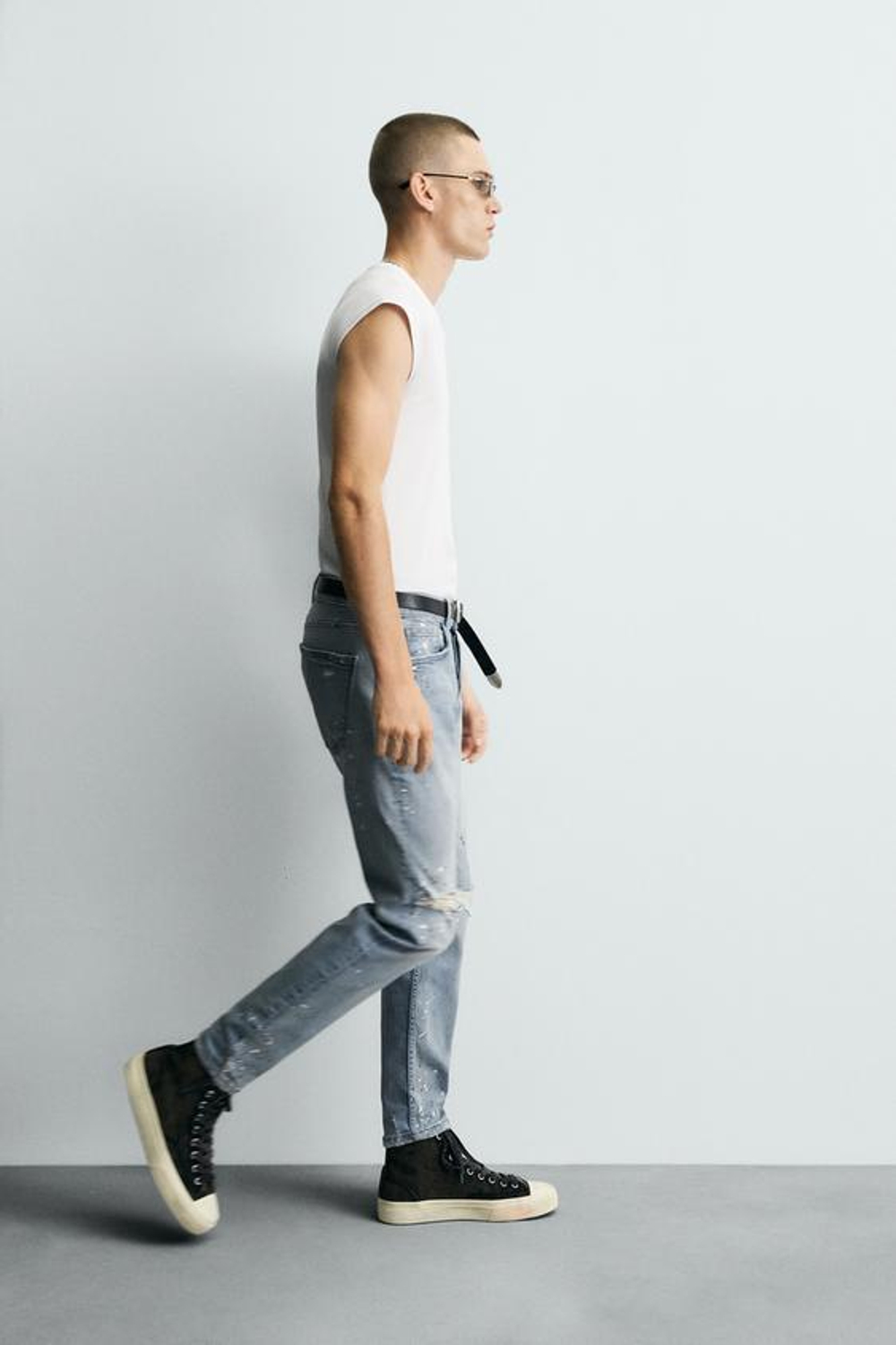 ZARA ДЖИНСЫ SKINNY FIT С ДЫРАМИ, ГОЛУБОЙ