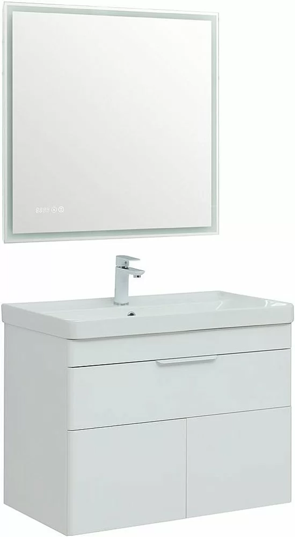 Тумба с раковиной Aquanet Ирис new 80 белый глянец