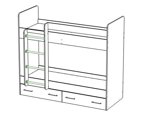 Кровать ЛАВОРО  2000-800 /2032*1704*952/ левая сосна астрид