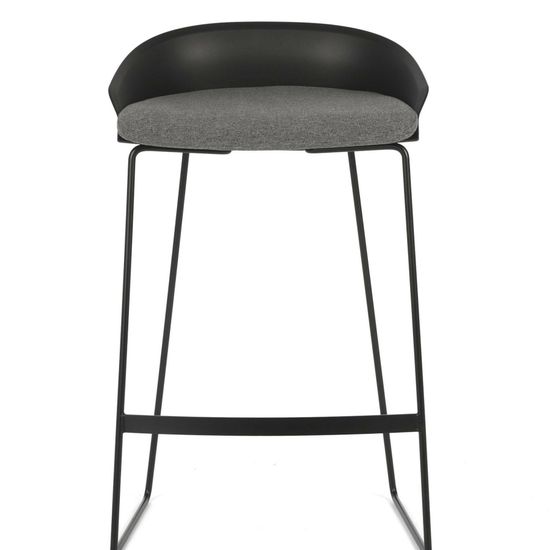 Барный стул Wally металлический черный, сиденье пластик и серая ткань