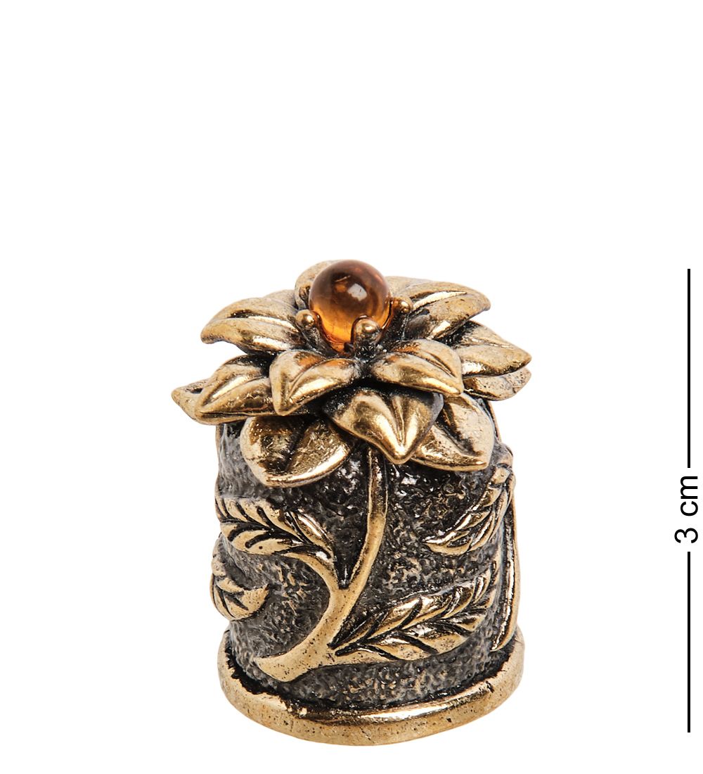 AM-1916 Наперсток «Лотос с магнитом» (латунь, янтарь)