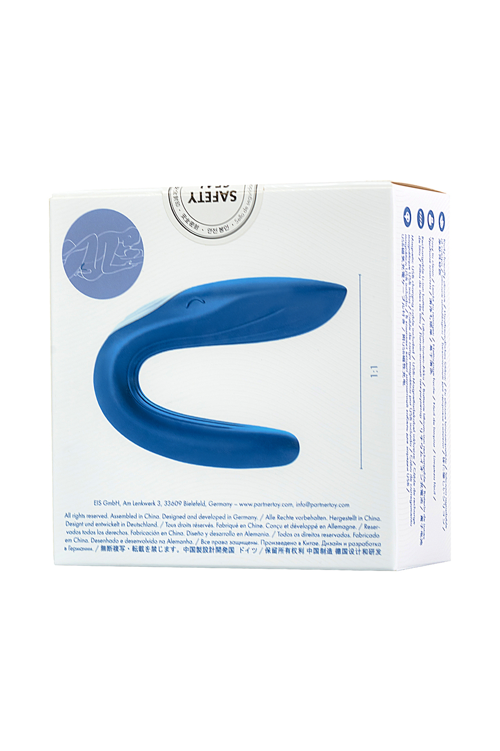 Многофункциональный стимулятор для пар Satisfyer Partner Whale, силикон, голубой, 17 см.