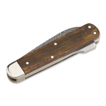 Складной нож Boker DAM Bker Hunters Mono Damascus Curly Birch Brown c клинком из стали Damascus, рукоять дерево (Береза карельская)