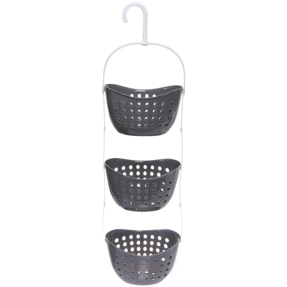 Корзина - органайзер для хранения подвесная «ЛЕНАРО», цвет серый, три секции, 23*16*79см
