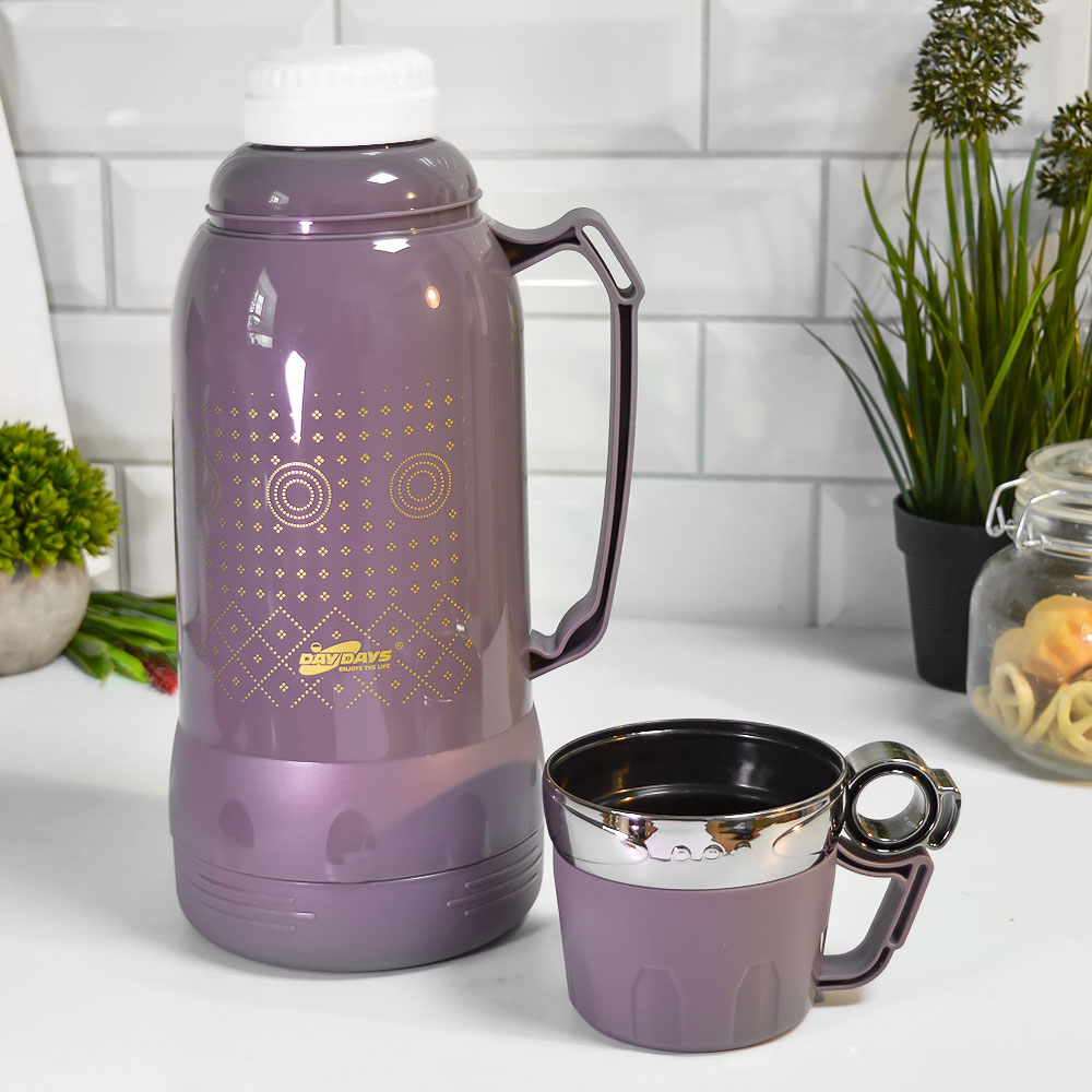 Термос 1,8л пластик, стеклянная колба, DE-180-2