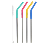 Kiki Milk, Многоразовые трубочки с силиконовыми наконечниками, 4 шт.