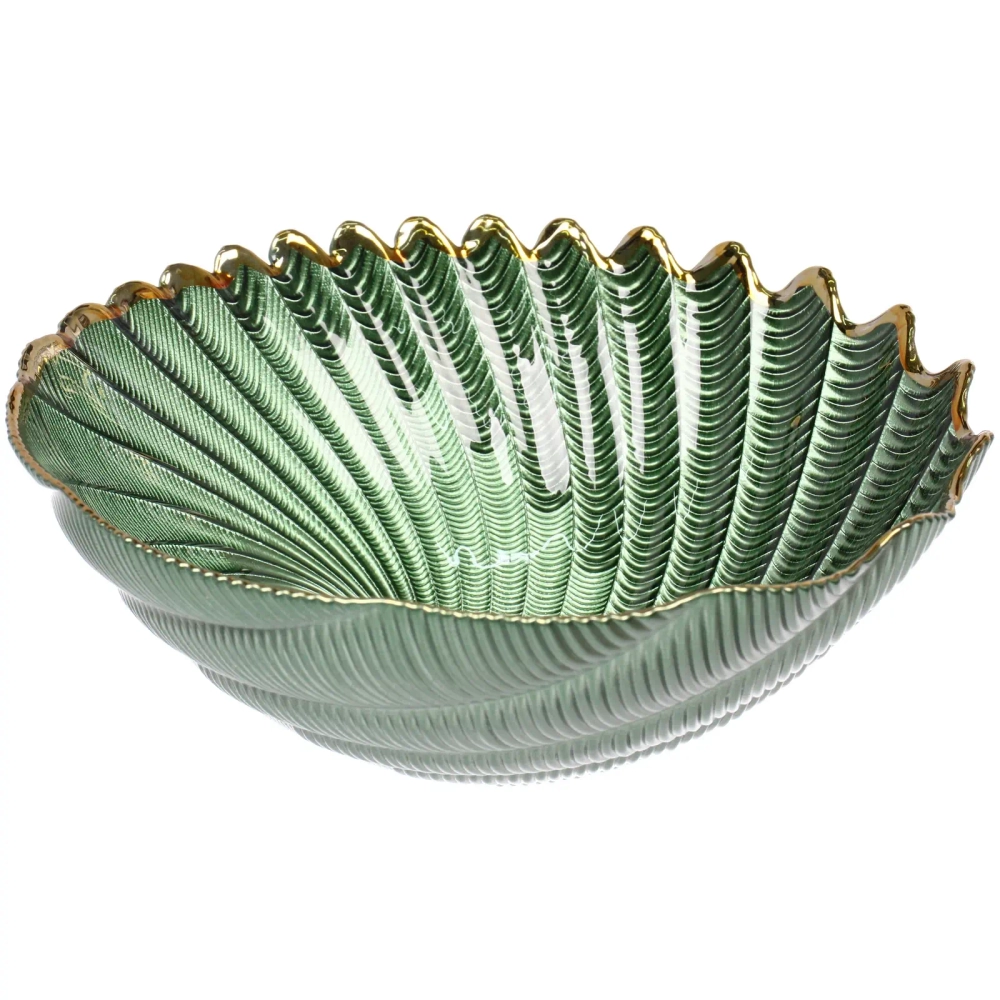 Салатник стеклянный «Фьюжн» 20*7,5см изумрудный перламутр