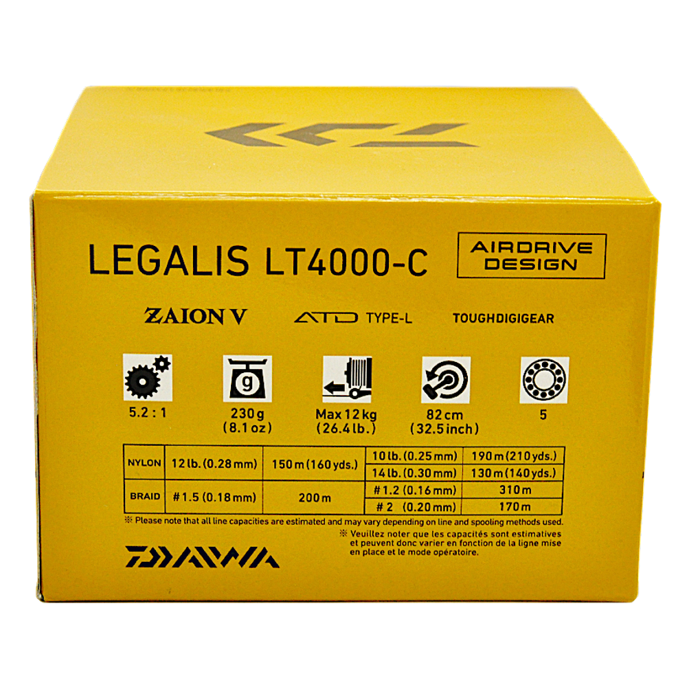 Катушка Daiwa 23 Legalis LT4000-C bb4+1 (5.2:1) 230г max.12кг 0.16/0.25/0.30мм -310/190/130м Обор.82см