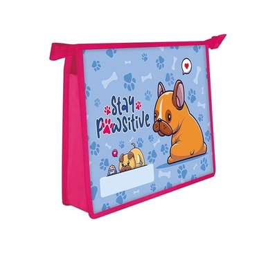 Папка для тетрадей А5 пластик. молния сверху "Бульдог 2023" (Пчелка)