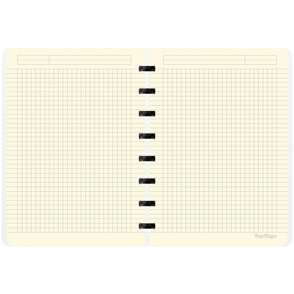 Бизнес-тетрадь А5+, 80л., Berlingo "Monochrome", клетка, на кольцах, с возм. замены блока, 80г/м2, пластик. обложка 700мкм, линейка-закладка