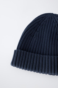 ZARA ШАПКА БИНИ С ЭФФЕКТОМ ВЫСТИРАННОСТИ, ЧЕРНИЛЬНО-СИНИЙ