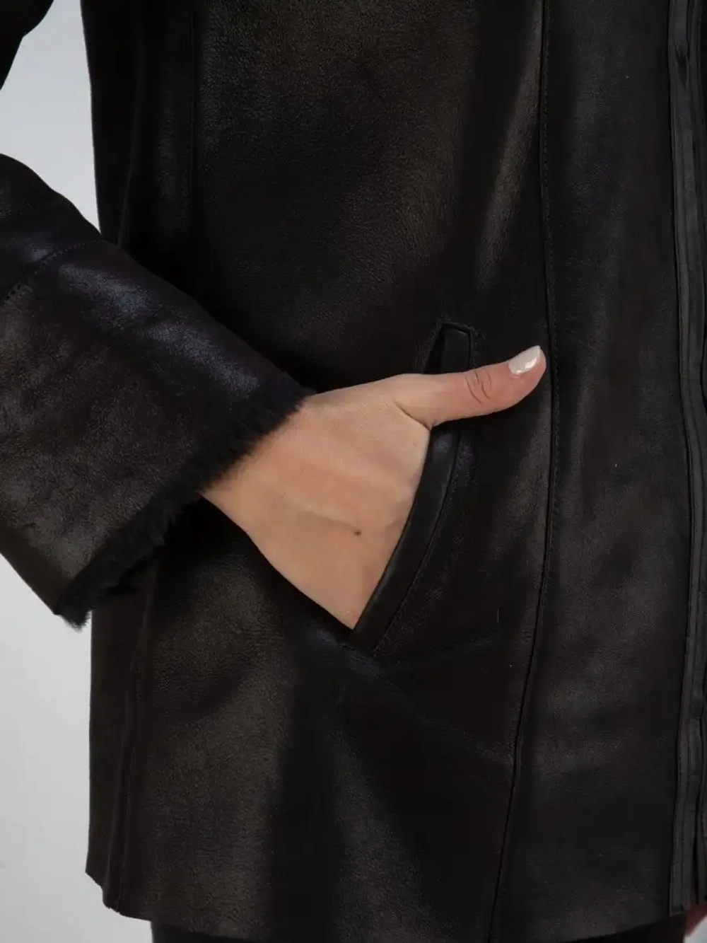 Дубленка натуральная короткая с капюшоном Турция