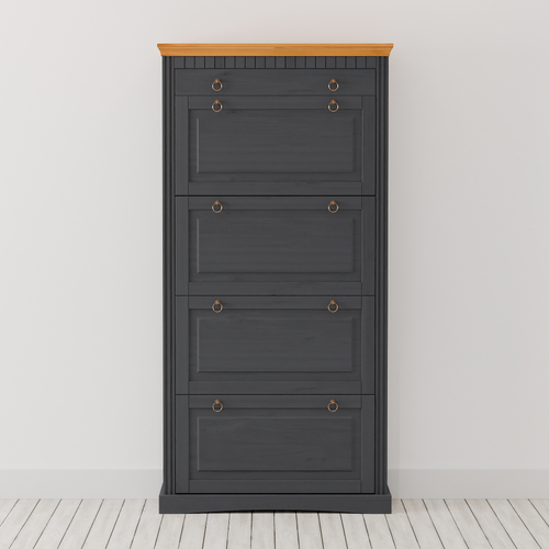 Тумба для обуви Неаполь из сосны, 4 двери с ящиком, 87х169х21 см, серый