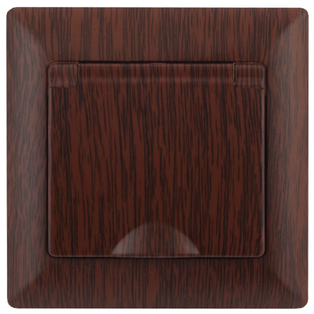 Розетка Intro Solo 4-203-10 с заземлением 2P+E Schuko с крышкой 16А-250В IP20 СУ венге