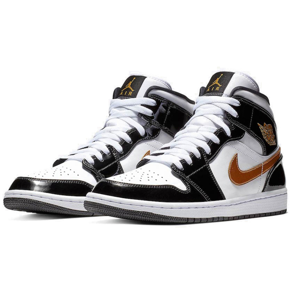Кроссовки Air Jordan 1 Mid Patent SE Black Gold