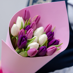 19 тюльпанов микс в оформлении